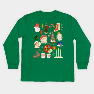 Vintage Christmas Decorations Kids Long Sleeve T-Shirt